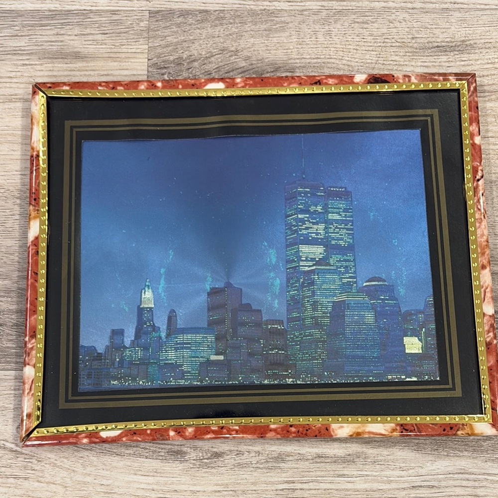 Framed Nighttime Cityscape Art